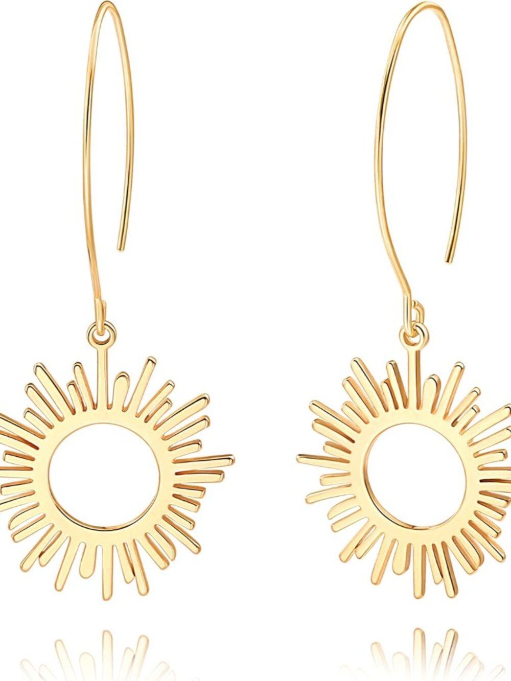 Geometric Drop Dangle Earrings Boho Statement Long Hoops 18k Gold Plated Lightwe